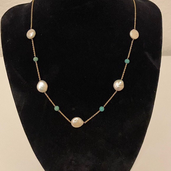 Solid 14k Gold Pearl Necklace